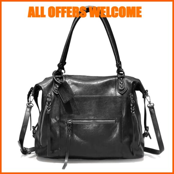 Vegan Leather Tote Bag with Adjustable Strap Crossbody Purse